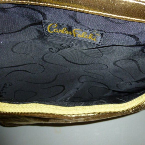 Carlos Falchi Gold Metallic Backpack Bag - Picture 8 of 12